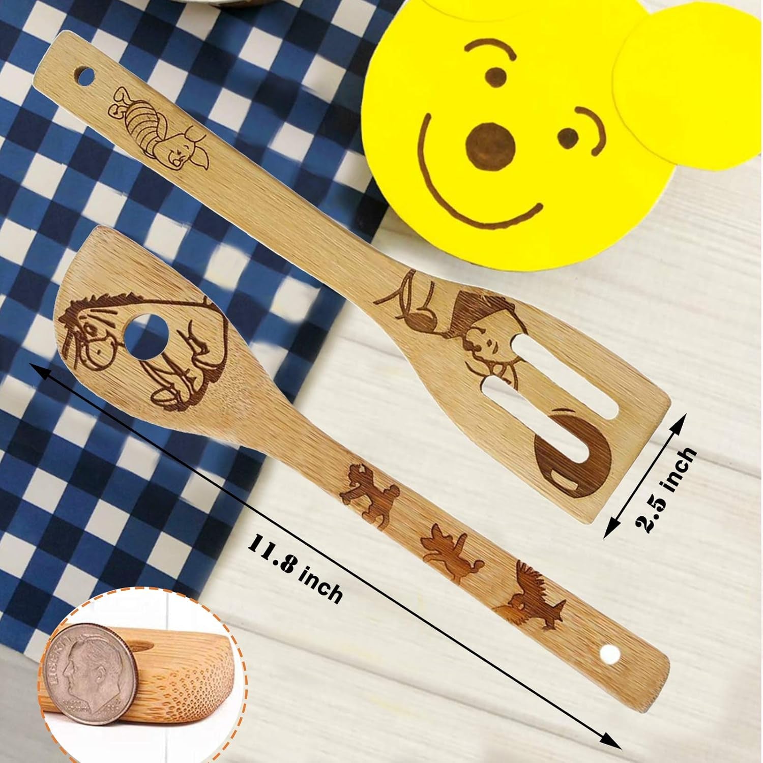 5-Piece Winnie the Bear Cartoon Wooden Spoon Set - Adorable Kitchen Utensils for Cooking and Decor, Perfect Gifts for Moms and Cooking Enthusiasts