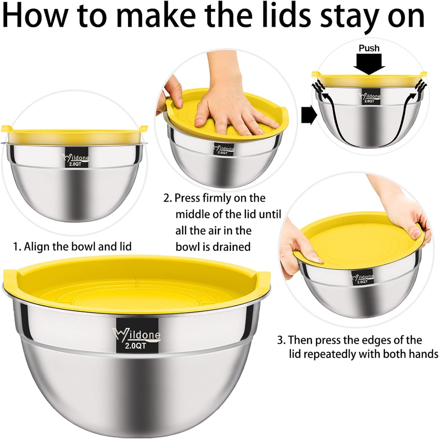 Mixing Bowls with Airtight Lids, Stainless Steel Nesting Bowls Set 19 Piece, Colorful BPA Free Airtight Lids & Extra Deep, Size 5, 2.5, 2, 1.5, 1 QT, Ideal for Mixing & Serving