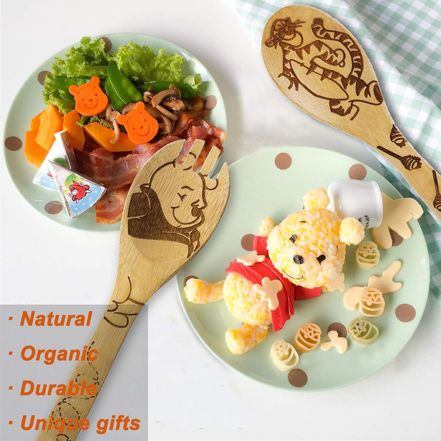 5-Piece Winnie the Bear Cartoon Wooden Spoon Set - Adorable Kitchen Utensils for Cooking and Decor, Perfect Gifts for Moms and Cooking Enthusiasts